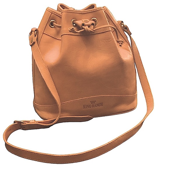 King Ranch Bags King Ranch Tan Leather Draw String Bucket Bag